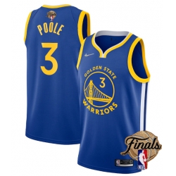 Men's Golden State Warriors #3 Jordan Poole 2022 Royal NBA Finals Stitched Jerseys