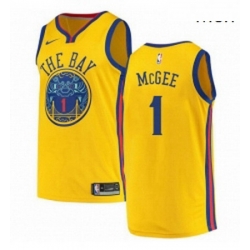 Mens Nike Golden State Warriors 1 JaVale McGee Authentic Gold NBA Jersey City Edition