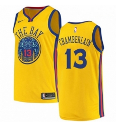 Mens Nike Golden State Warriors 13 Wilt Chamberlain Swingman Gold NBA Jersey City Edition