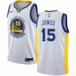 Mens Nike Golden State Warriors 15 Damian Jones Swingman White Home NBA Jersey Association Edition