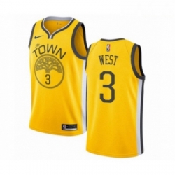 Mens Nike Golden State Warriors 3 David West Yellow Swingman Jersey Earned Edition