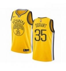 Mens Nike Golden State Warriors 35 Kevin Durant Yellow Swingman Jersey Earned Edition