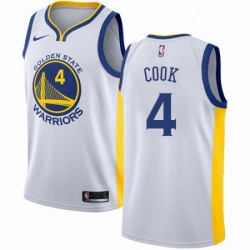 Mens Nike Golden State Warriors 4 Quinn Cook Swingman White NBA Jersey Association Edition 