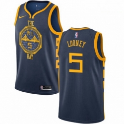 Mens Nike Golden State Warriors 5 Kevon Looney Swingman Navy Blue NBA Jersey City Edition