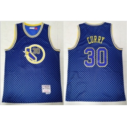 Warriors 30 Stephen Curry Blue Hardwood Classics Swingman Jersey