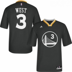 Womens Adidas Golden State Warriors 3 David West Authentic Black Alternate NBA Jersey