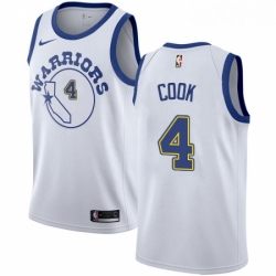 Womens Nike Golden State Warriors 4 Quinn Cook Swingman White Hardwood Classics NBA Jersey 