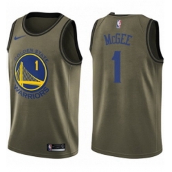 Youth Nike Golden State Warriors 1 JaVale McGee Swingman Green Salute to Service NBA Jersey