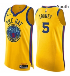 Youth Nike Golden State Warriors 5 Kevon Looney Swingman Gold NBA Jersey City Edition