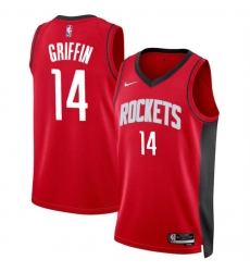 Men Houston Rockets 14 AJ Griffin Red Icon Edition Stitched Jersey