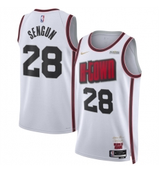 Men Houston Rockets 28 Alperen  u015Eeng FCn White 2024 25 City Edition Stitched Jersey