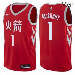 Mens Nike Houston Rockets 1 Tracy McGrady Swingman Red NBA Jersey City Edition