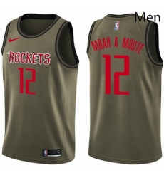 Mens Nike Houston Rockets 12 Luc Mbah a Moute Swingman Green Salute to Service NBA Jersey 