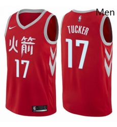 Mens Nike Houston Rockets 17 PJ Tucker Swingman Red NBA Jersey City Edition 