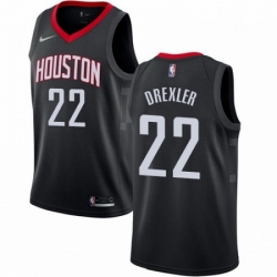 Mens Nike Houston Rockets 22 Clyde Drexler Authentic Black Alternate NBA Jersey Statement Edition