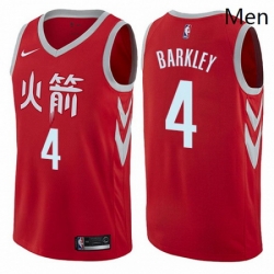 Mens Nike Houston Rockets 4 Charles Barkley Authentic Red NBA Jersey City Edition