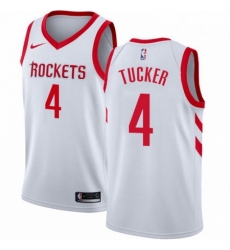 Mens Nike Houston Rockets 4 PJ Tucker Swingman White Home NBA Jersey Association Edition 