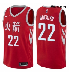 Womens Nike Houston Rockets 22 Clyde Drexler Swingman Red NBA Jersey City Edition