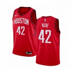 Womens Nike Houston Rockets 42 Nene Red Swingman Jersey Earned Edition 