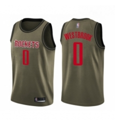 Youth Houston Rockets 0 Russell Westbrook Swingman Green Salute to Service Basketball Jersey 