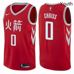 Youth Nike Houston Rockets 0 Marquese Chriss Swingman Red NBA Jersey City Edition 