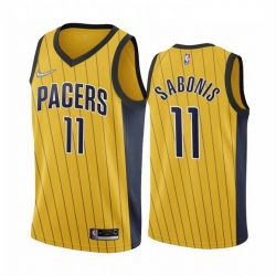 Men Indiana Pacers 11 Domantas Sabonis Gold NBA Swingman 2020 21 Earned Edition Jersey