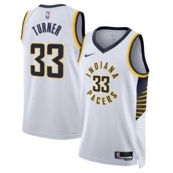 Men Indiana Pacers 33 Myles Turner White Association Edition Stitched Basketball Jersey