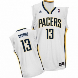 Mens Adidas Indiana Pacers 13 Paul George Swingman White Home NBA Jersey