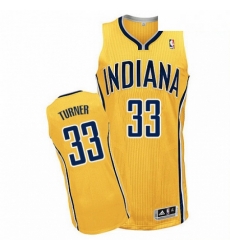 Mens Adidas Indiana Pacers 33 Myles Turner Authentic Gold Alternate NBA Jersey