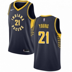 Mens Nike Indiana Pacers 21 Thaddeus Young Authentic Navy Blue Road NBA Jersey Icon Edition