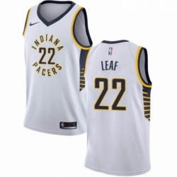 Mens Nike Indiana Pacers 22 T J Leaf Swingman White NBA Jersey Association Edition 