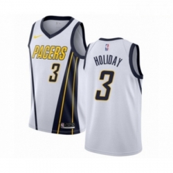 Mens Nike Indiana Pacers 3 Aaron Holiday White Swingman Jersey Earned Edition 