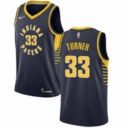 Mens Nike Indiana Pacers 33 Myles Turner Authentic Navy Blue Road NBA Jersey Icon Edition