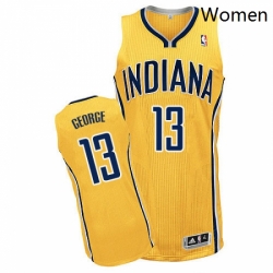 Womens Adidas Indiana Pacers 13 Paul George Authentic Gold Alternate NBA Jersey