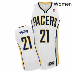 Womens Adidas Indiana Pacers 21 Thaddeus Young Authentic White Home NBA Jersey