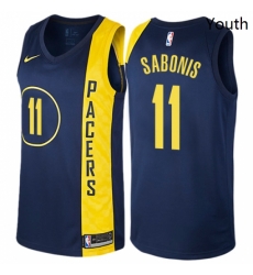 Youth Nike Indiana Pacers 11 Domantas Sabonis Swingman Navy Blue NBA Jersey City Edition 