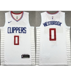 Men Los Angeles Clippers 0 Russell Westbrook White 2023 Association Edition Stitched Jersey