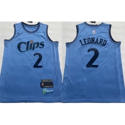 Men Los Angeles Clippers 2 Kawhi Leonard Light Blue 2024 25 City Edition Stitched Jersey