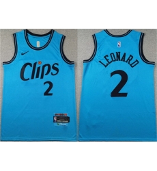 Men Los Angeles Clippers 2 Kawhi Leonard Light Blue 2024 City Edition Stitched Jersey