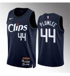 Men Los Angeles Clippers 44 Mason Plumlee Navy 2023 24 City Edition Stitched Jersey