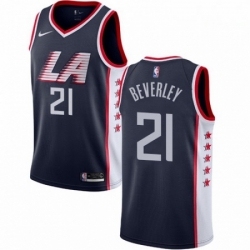 Mens Nike Los Angeles Clippers 21 Patrick Beverley Swingman Navy Blue NBA Jersey City Edition 