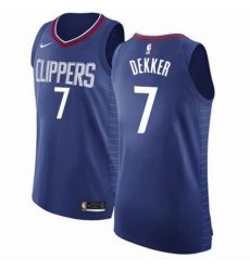 Mens Nike Los Angeles Clippers 7 Sam Dekker Authentic Blue Road NBA Jersey Icon Edition 