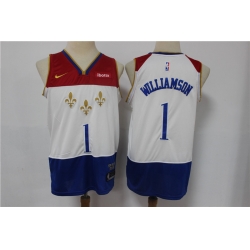 Men New Orleans Pelicans 1 Zion Williamson White 2020 21 City Edition Nike Swingman