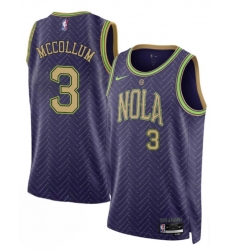 Men New Orleans Pelicans 3 CJ McCollum Purple 2024 25 City Ediiton Stitched Basketball Jersey