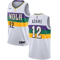 Men Nike New Orleans Pelicans 12 Steven Adams White NBA Swingman City Edition 2018 19 Jersey