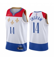 Men Nike New Orleans Pelicans 14 Brandon Ingram White NBA Swingman 2020 21 City Edition Jersey