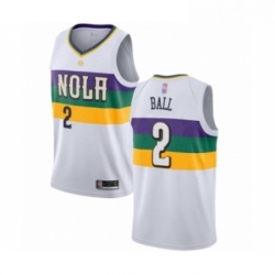 Mens New Orleans Pelicans 2 Lonzo Ball Authentic White Basketball Jersey City Edition 