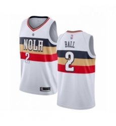 Mens New Orleans Pelicans 2 Lonzo Ball White Swingman Jersey Earned Edition 