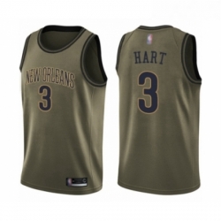 Mens New Orleans Pelicans 3 Josh Hart Swingman Green Salute to Service Basketball Jersey 