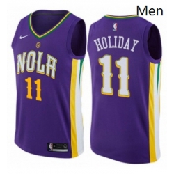 Mens Nike New Orleans Pelicans 11 Jrue Holiday Swingman Purple NBA Jersey City Edition